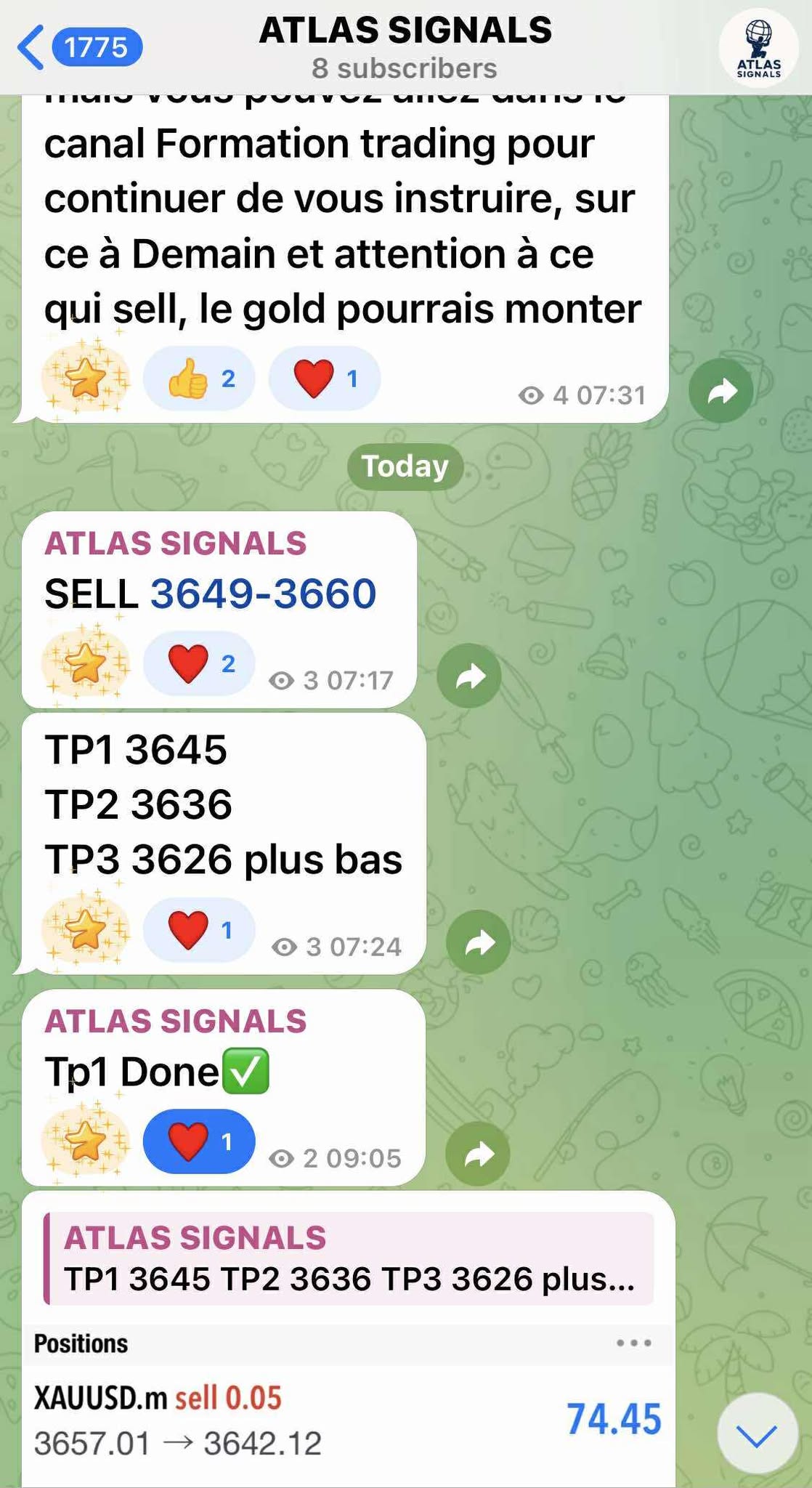 Signal XAU/USD - exemple réel